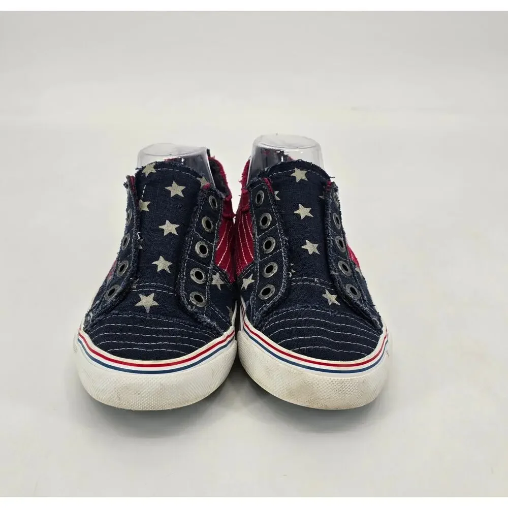 Blowfish Malibu Play Sneaker‎ Women 7 Americana Stars Stripes Slip On Distressed
